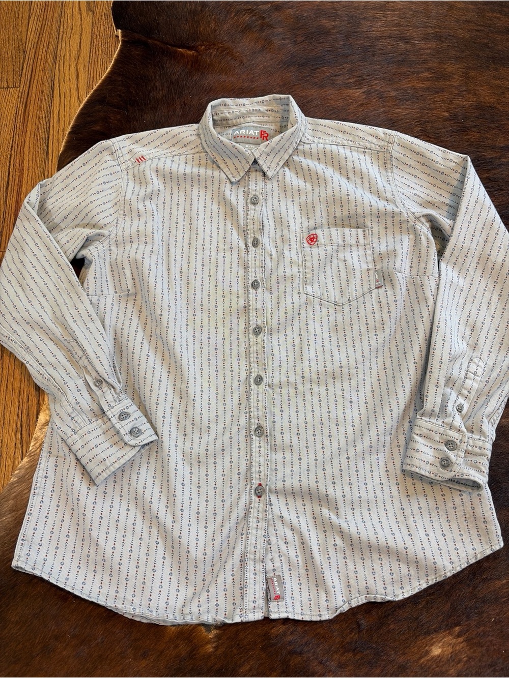 Ariat Work FR long sleeve shirt womens XL Aztec Stripe Button Up Western Utility